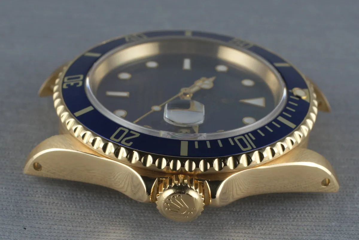 1991 Rolex 18K Blue Submariner 16618 with Box and Papers