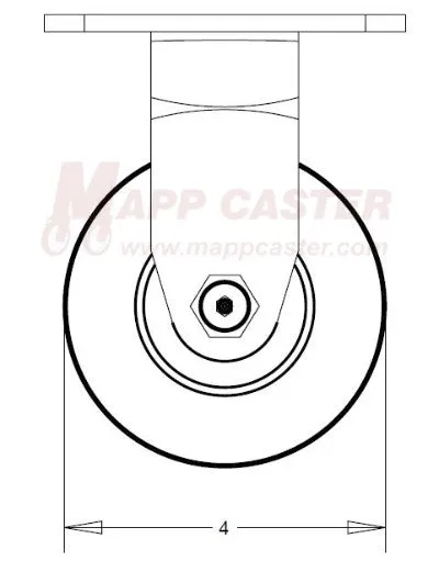 4" x 2" Polyurethane on Iron Wheel Rigid Caster - 800 Lbs Capacity