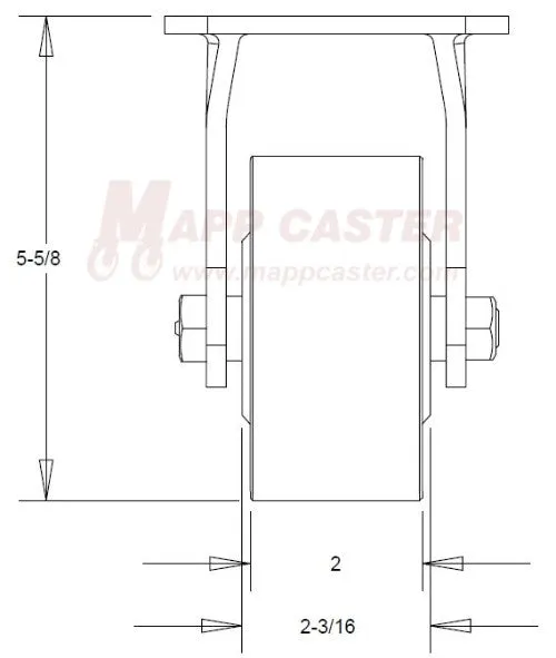 4" x 2" Polyurethane on Iron Wheel Rigid Caster - 800 Lbs Capacity