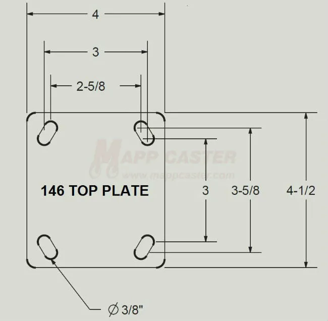 4" x 2" Polyurethane on Iron Wheel Rigid Caster - 800 Lbs Capacity