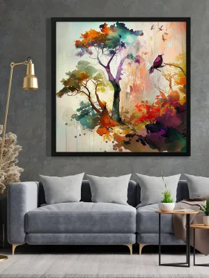 999STORE colorful tree with birds artliving room decoration birds painting for wall (BoxF36X360143)