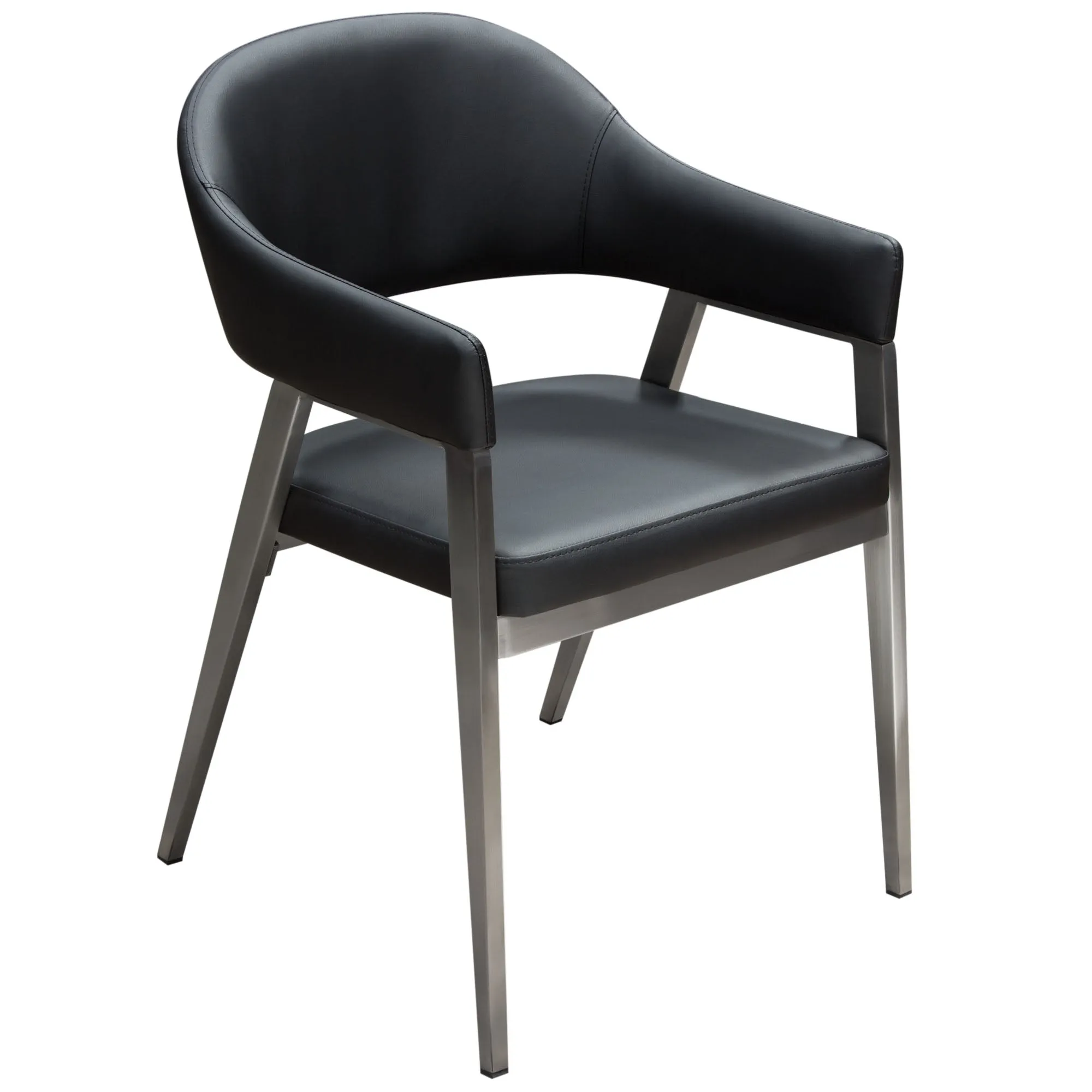 Adele Set of Two Dining/Accent Chairs in Black Leatherette w/ Brushed Stainless Steel Leg by Diamond Sofa