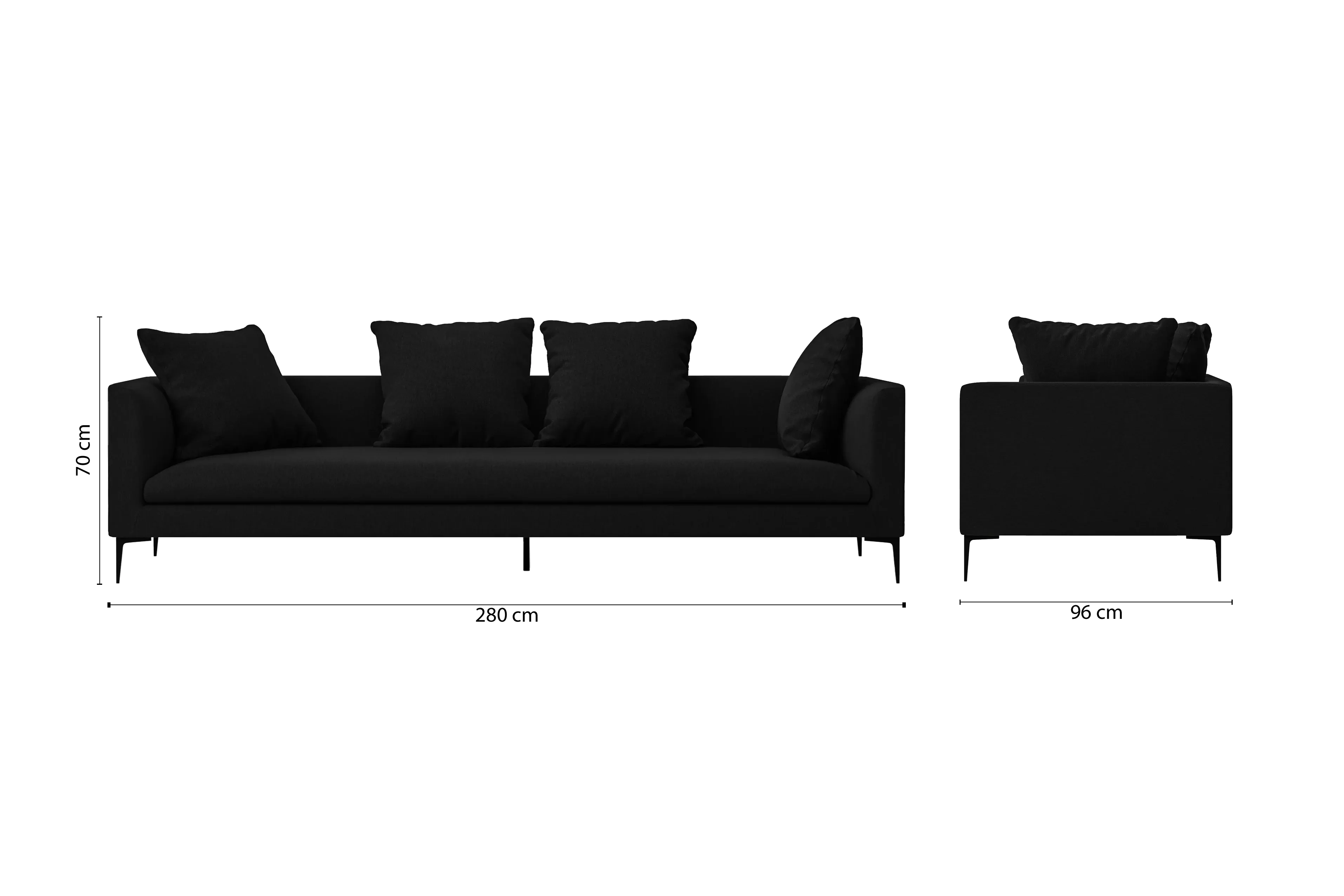 Aprilia 4 Seater Sofa Black Linen Fabric