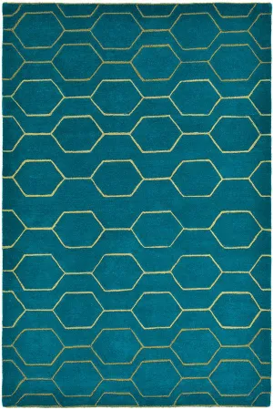 Arris rugs 37307 in teal and gold by wedgwood