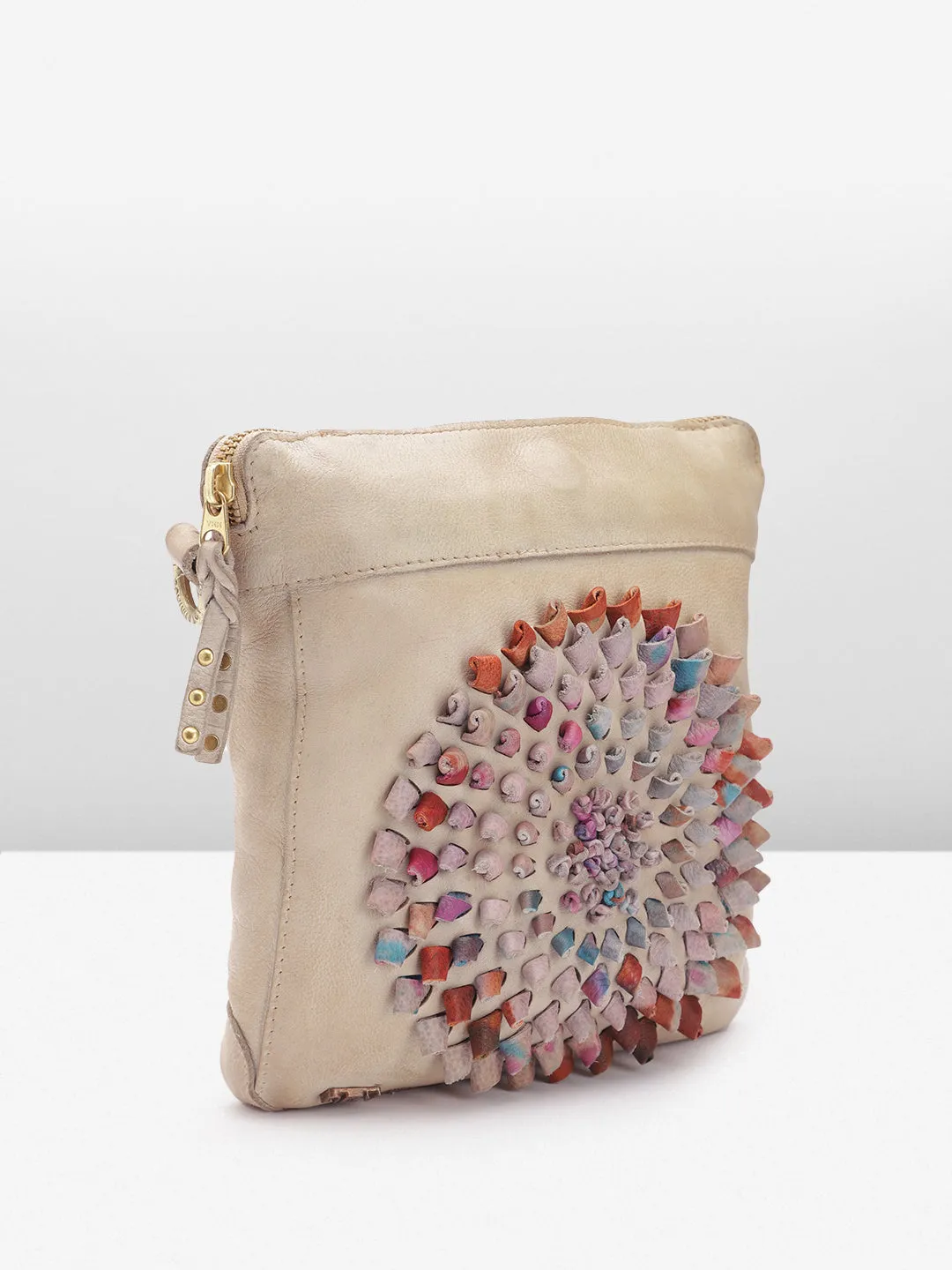 Art N Vintage Glory: Beige Leather Mini Crossbody