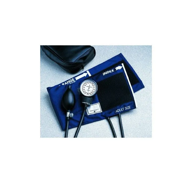 BASIC Aneroid Sphygmomanometer, Pocket Style, Hand Held, 2-Tube, Large, Adult Arm