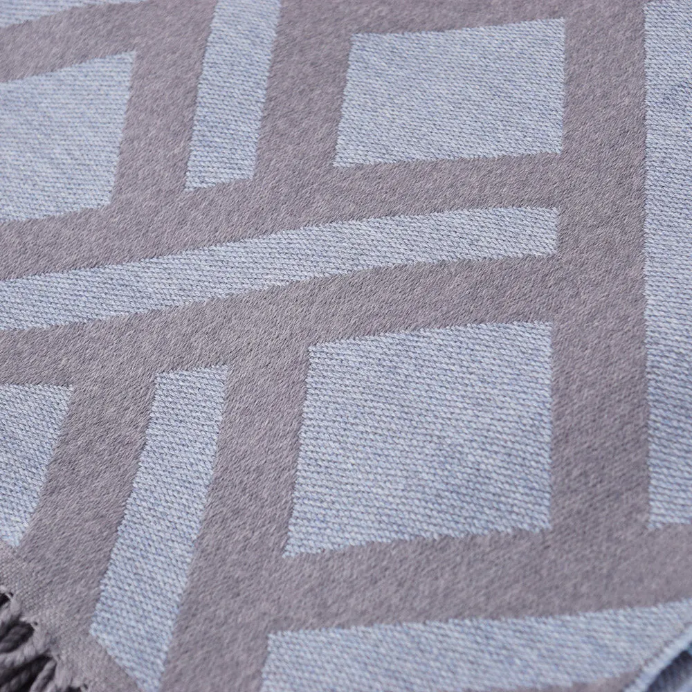 Battisti Gray Geometric Wool Throw Blanket