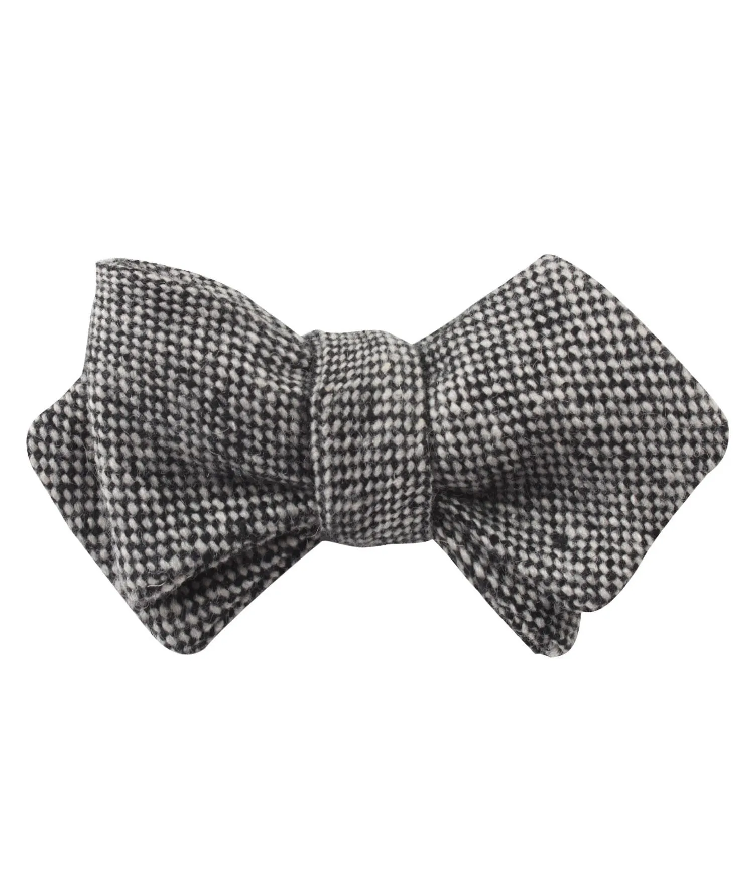 Black Porcupine English Wool Diamond Self Bow Tie