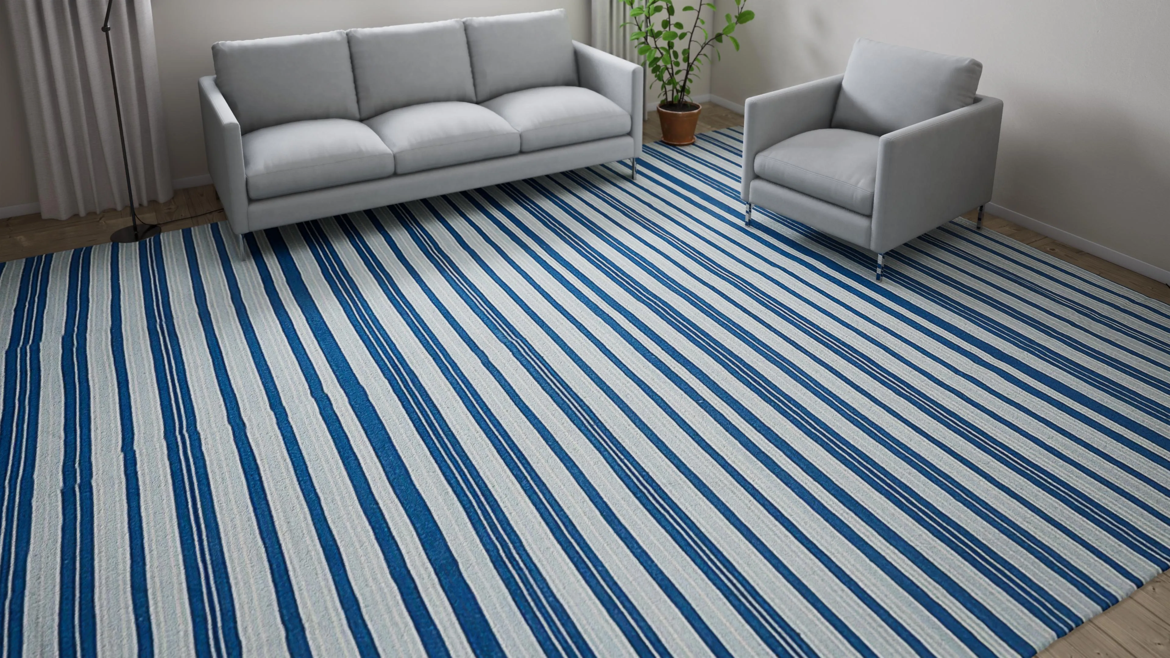 Blue Flatweave Wool Rug - 12' x 15'