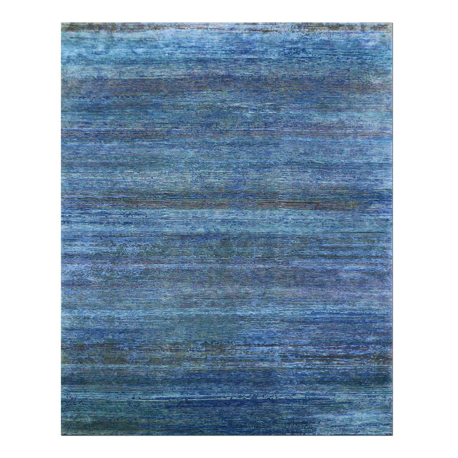 Blue Sabideh Nu Vibrant Modern Wool Silk Blend Tibetan Rug - 8'1" x 10'2"