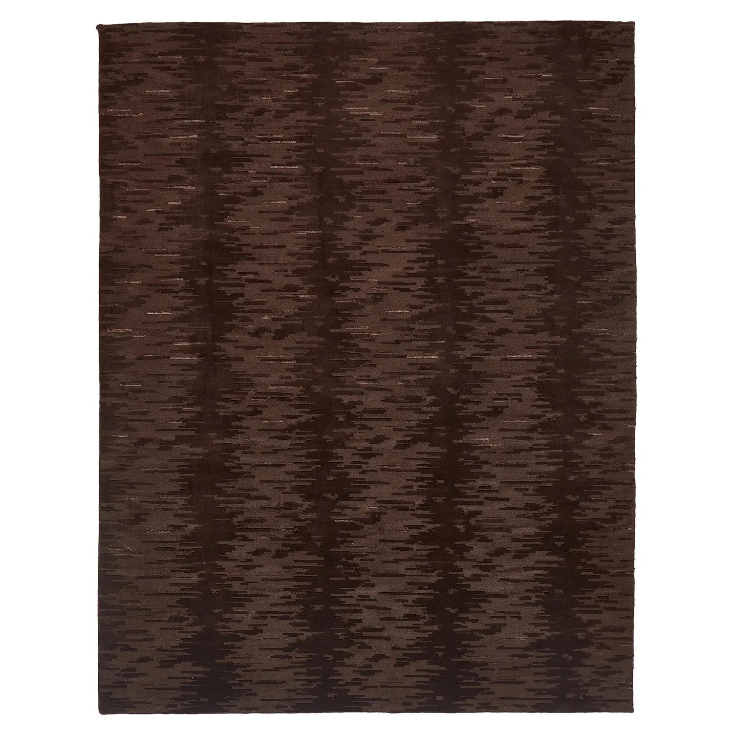 Brown Modern Wool Silk Blend Rug - 9'2" x 11'