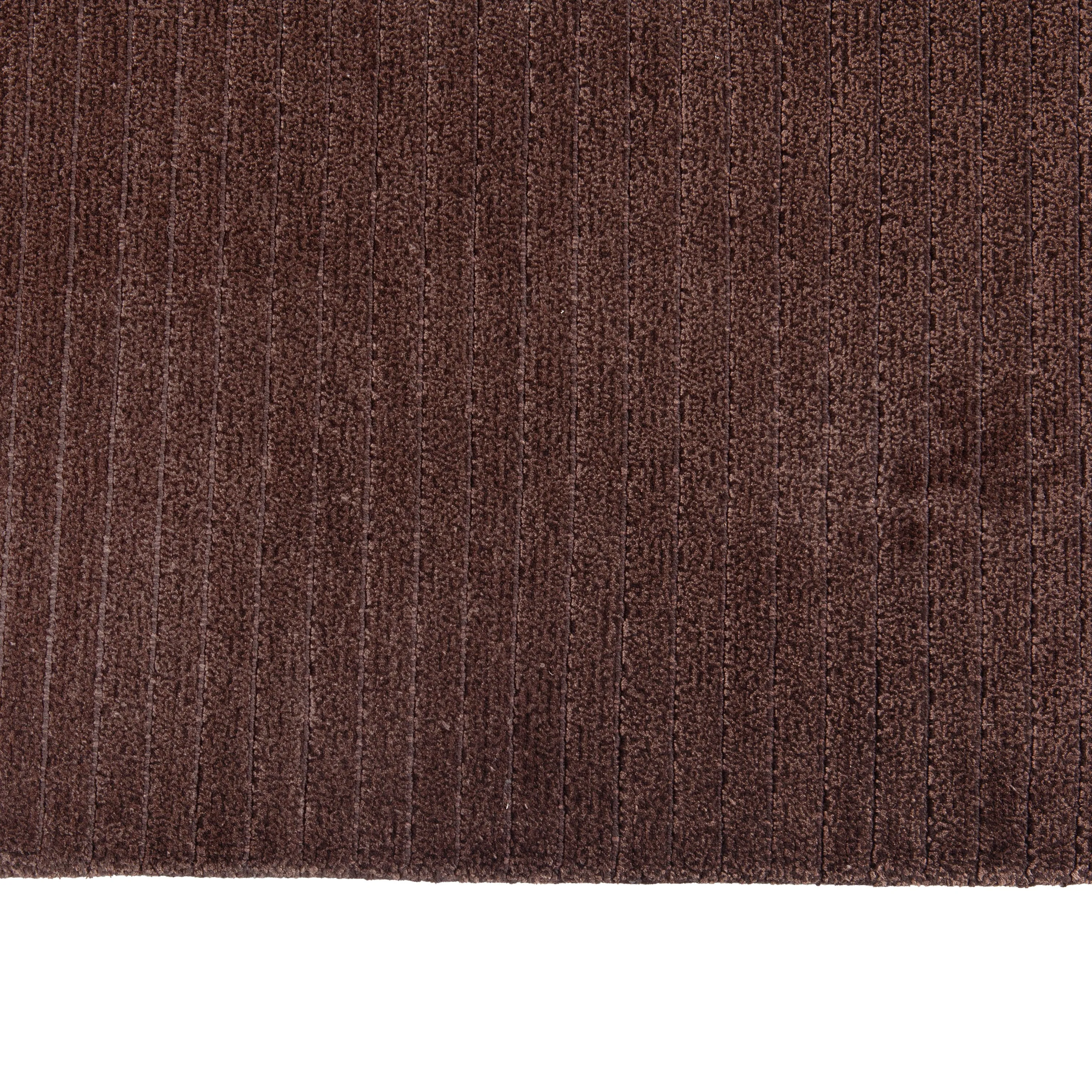 Brown Textured Wool Blend Rug - 8' x 10'