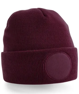 Burgundy - Circular patch beanie