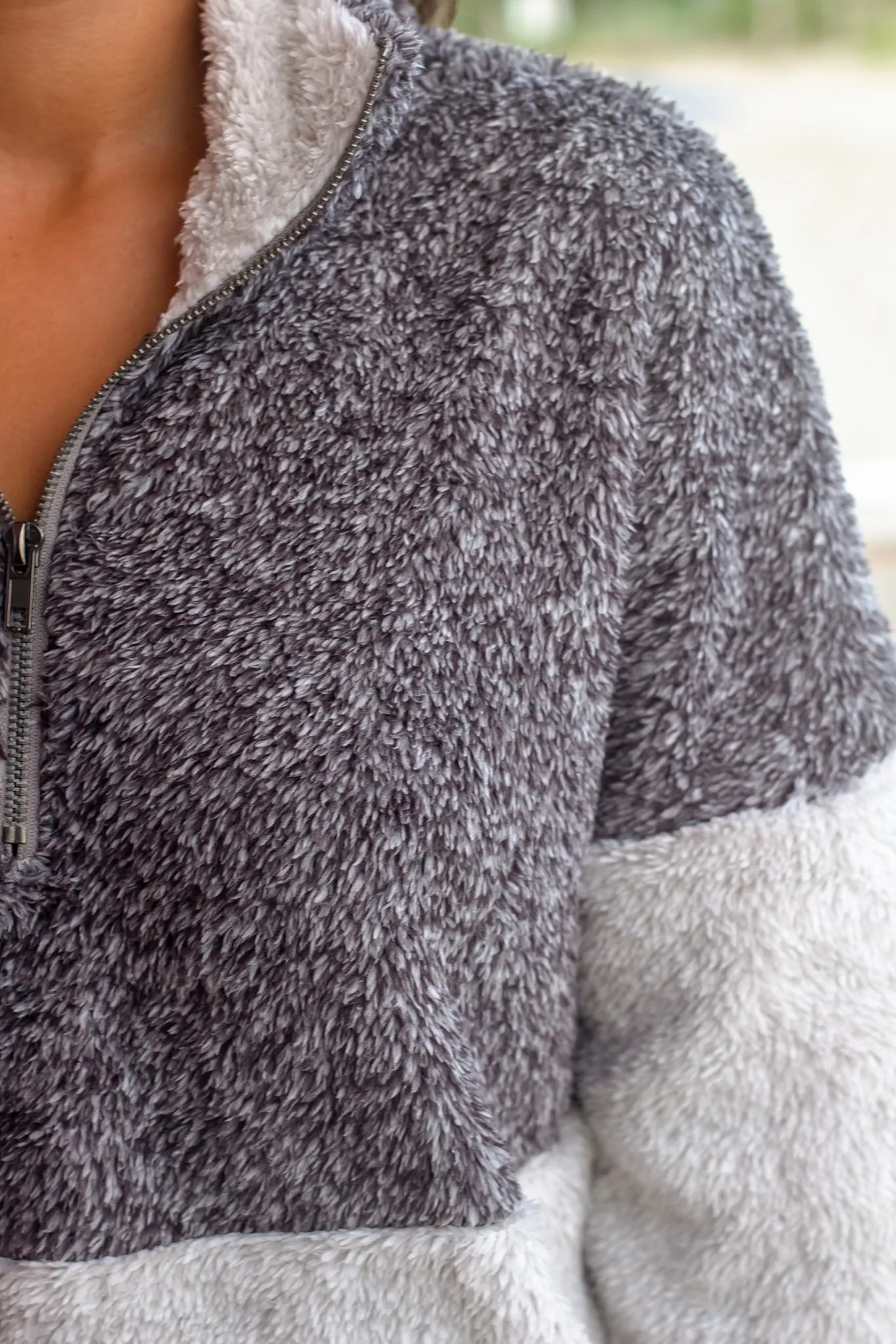 Charcoal Fuzzy Pullover Sweater