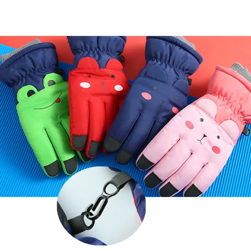 Children Cartoon Outdoor Waterproof Thick Warm Ski Gloves