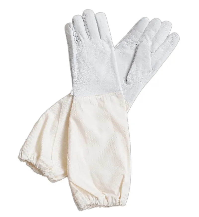 Children Goatskin Leather Beekeeper's Glove with Long Canvas Sleeve & Elastic Cuff