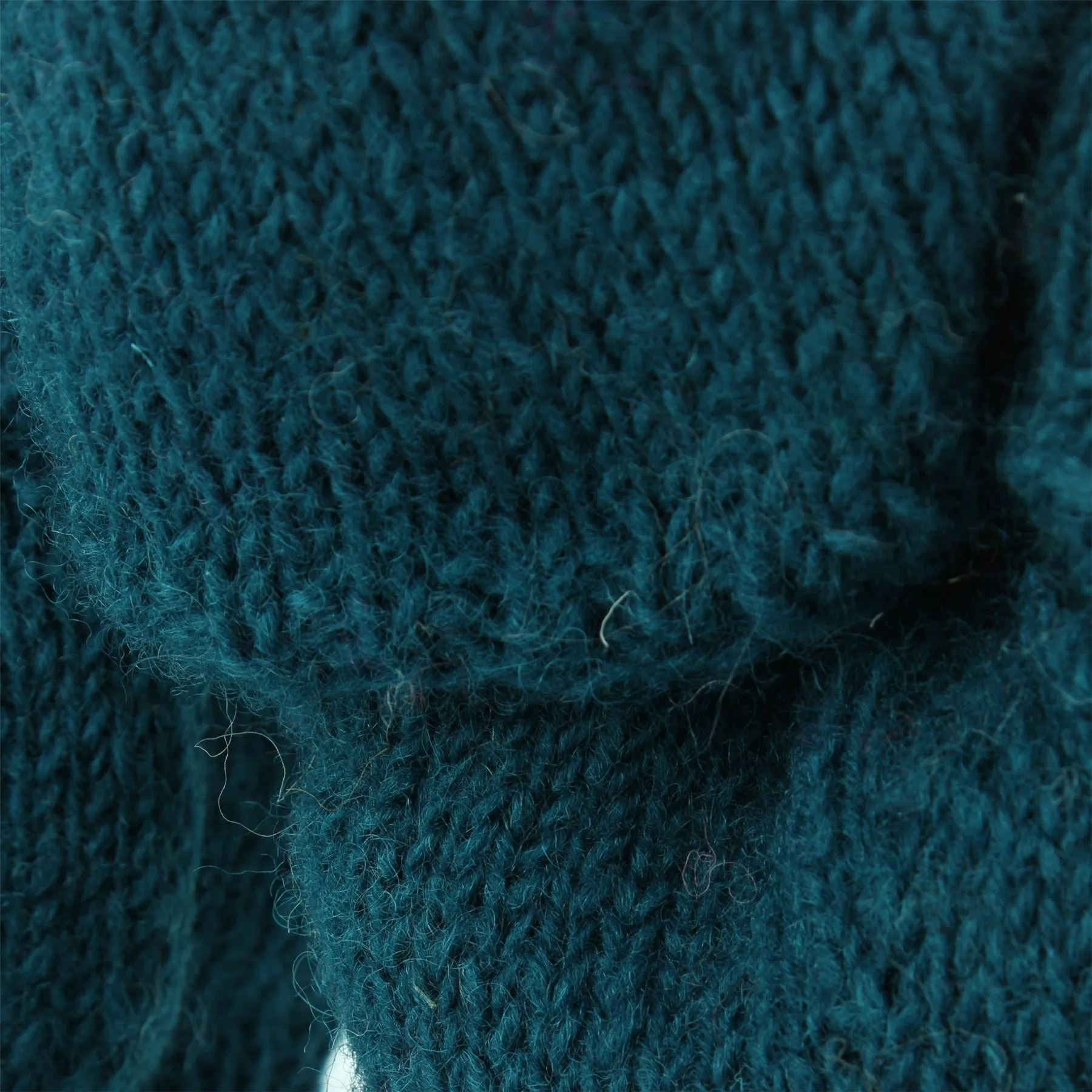 Chunky Wool Knit Fingerless Shooter Gloves - Plain - Teal