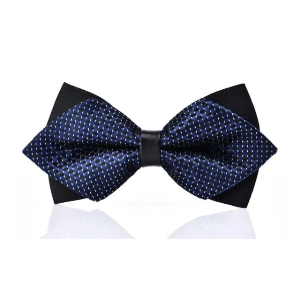 Classy Men Blue White Pre-Tied Diamond Bow Tie