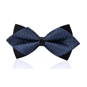 Classy Men White Blue Pre-Tied Diamond Bow Tie