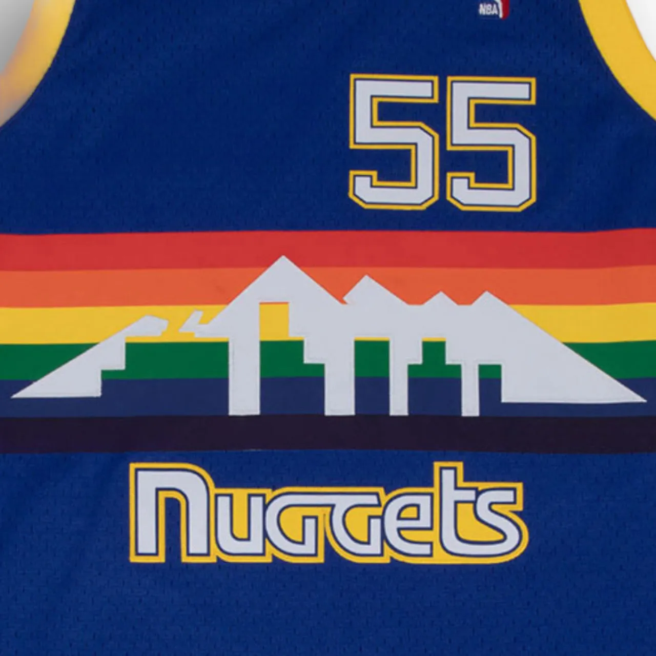 Dikembe Mutombo 1991-1992 Denver Nuggets Away Mitchell & Ness Swingman Jersey - Rainbow/Blue