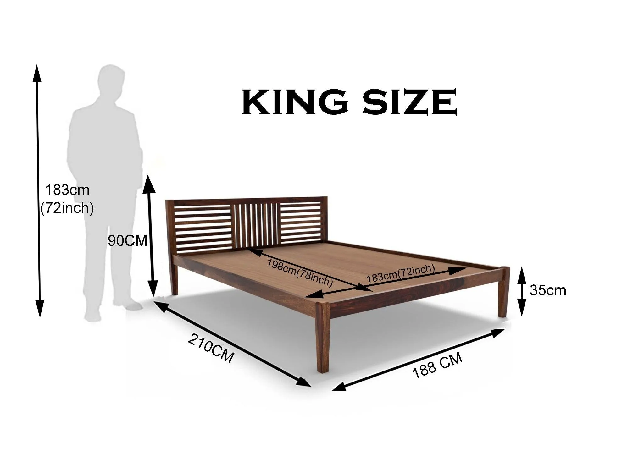 DIMO BED KING Sheesham Wood (Honey Finish)