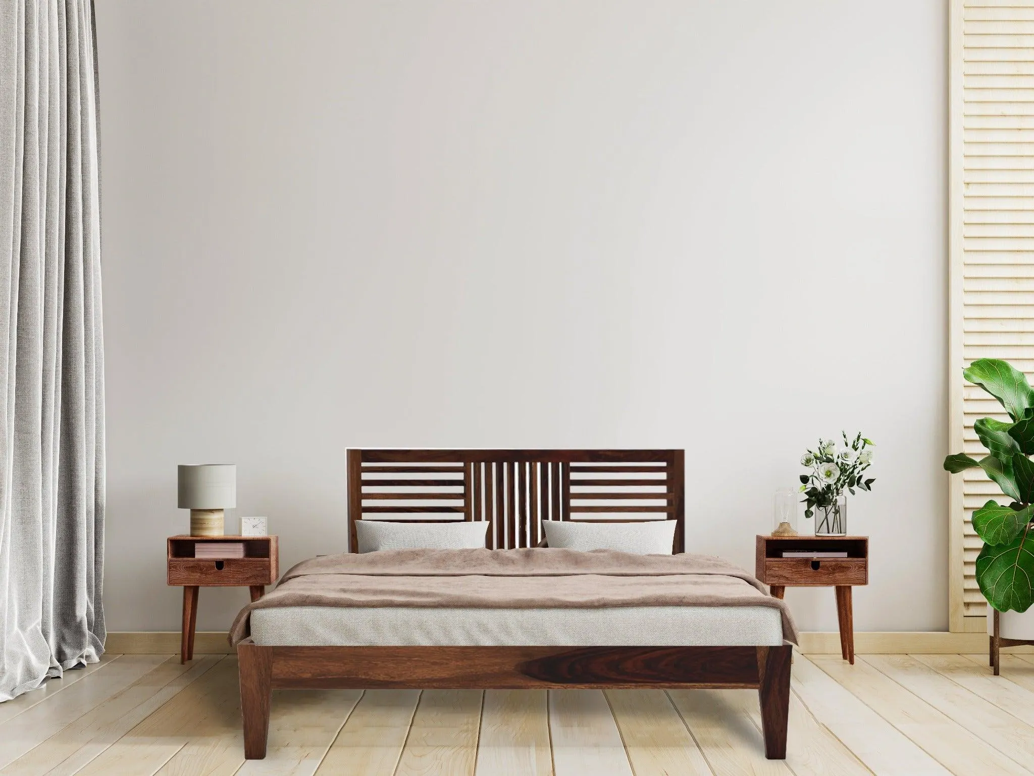 DIMO BED KING Sheesham Wood (Honey Finish)