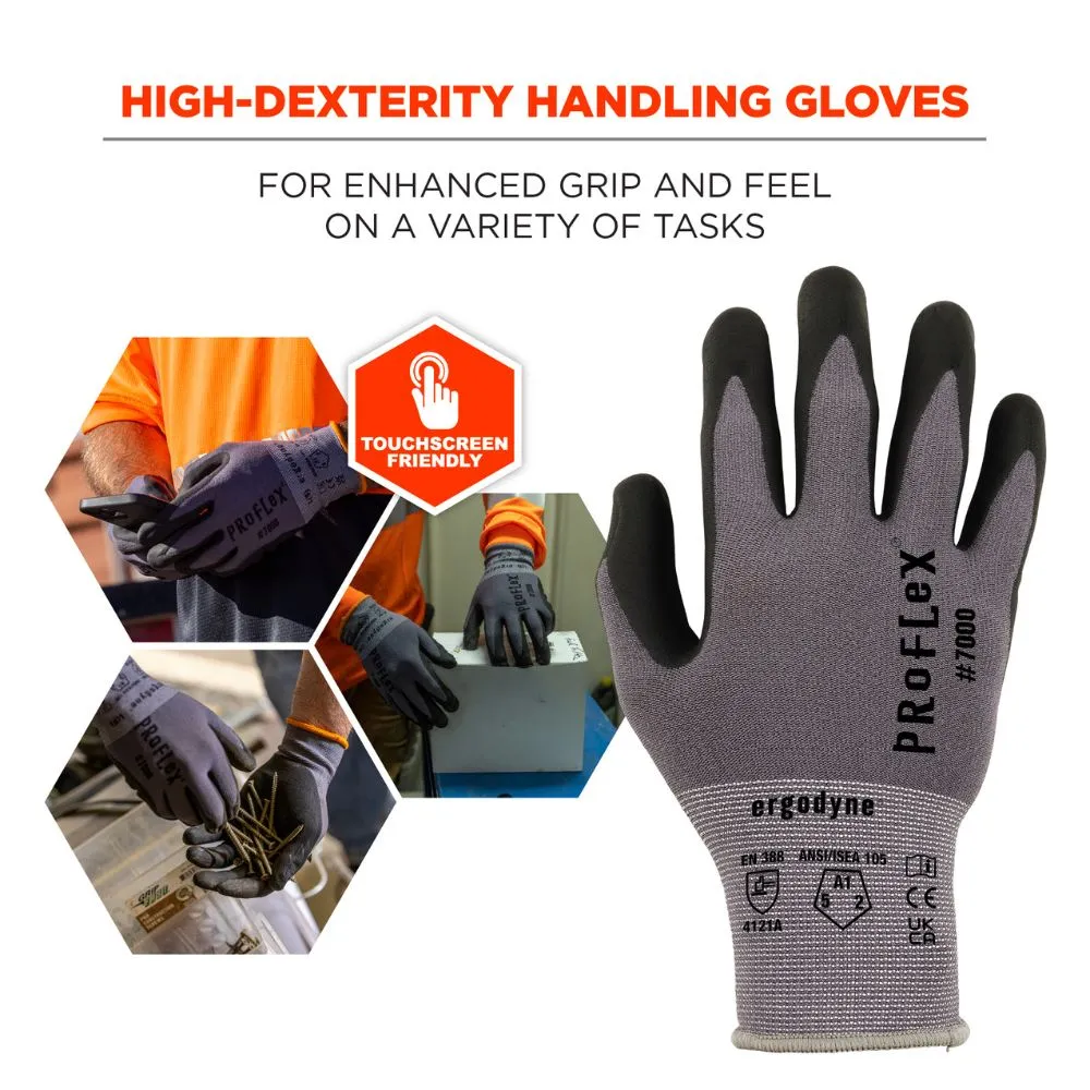 Ergodyne 10364 #7000 12-pair L Gray Nitrile-Coated Gloves Microfoam Palm