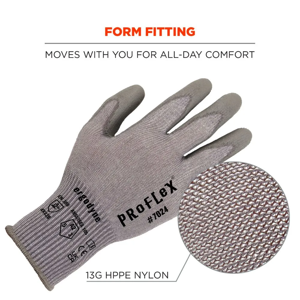 Ergodyne 10392 #7024 12-pair S Gray ANSI A2 PU Coated CR Gloves