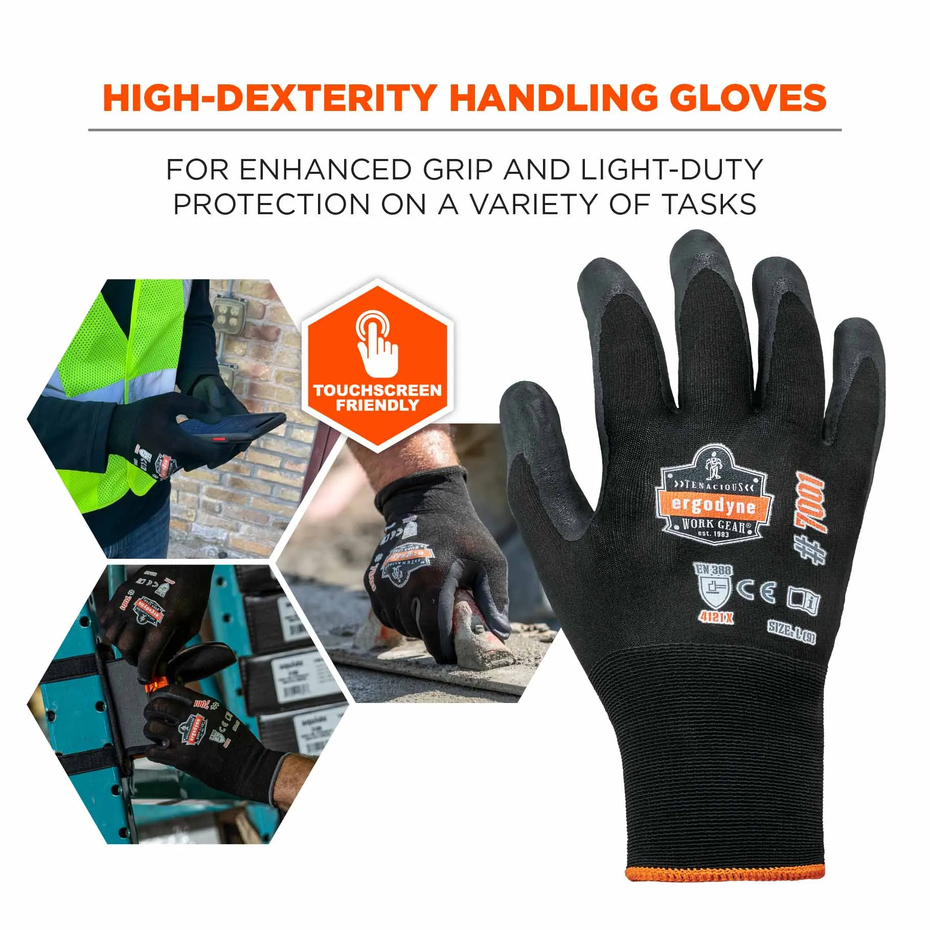 Ergodyne 17855 7001-CASE XL Black Nitrile-Coated Gloves - DSX 144-Pair