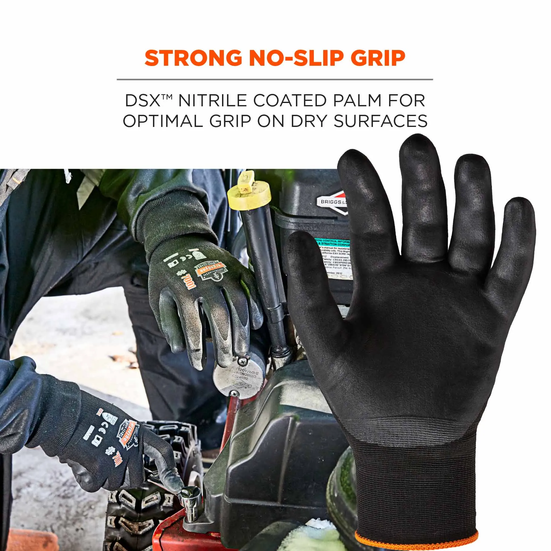 Ergodyne 17855 7001-CASE XL Black Nitrile-Coated Gloves - DSX 144-Pair