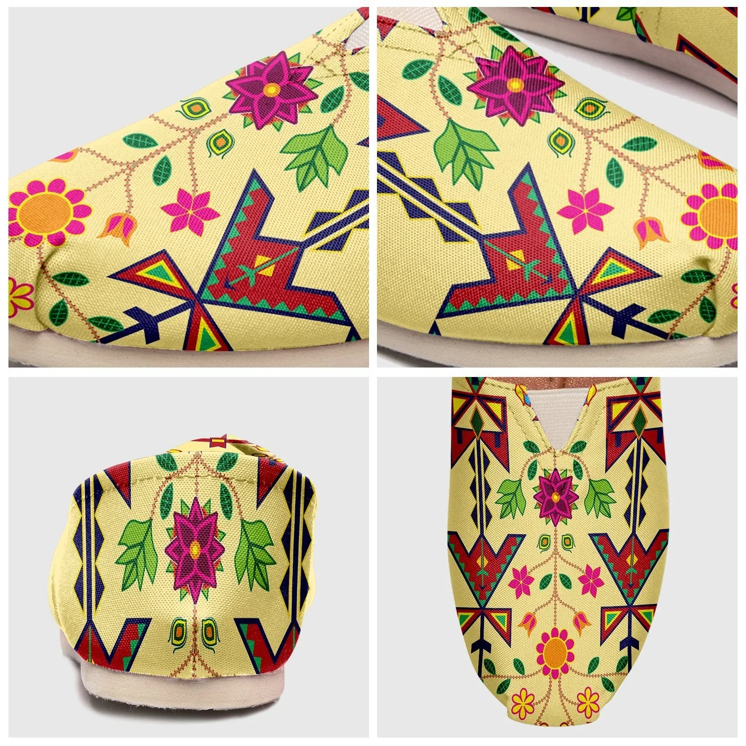 Geometric Floral Spring Vanilla Slip On