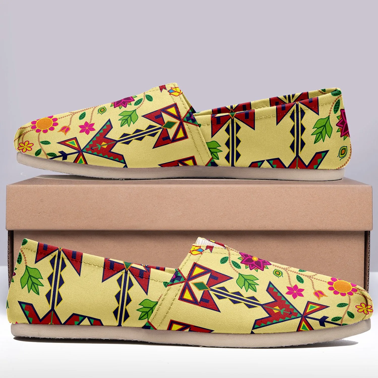 Geometric Floral Spring Vanilla Slip On