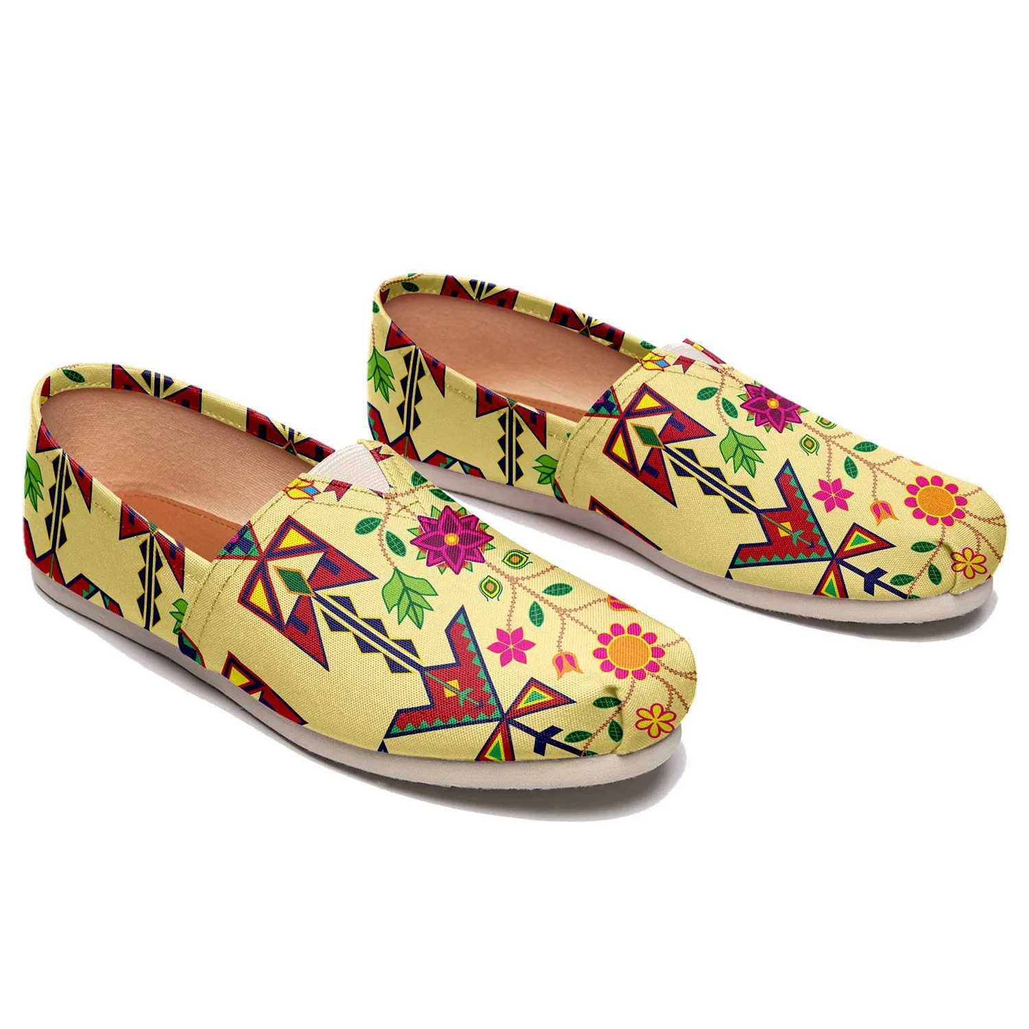 Geometric Floral Spring Vanilla Slip On