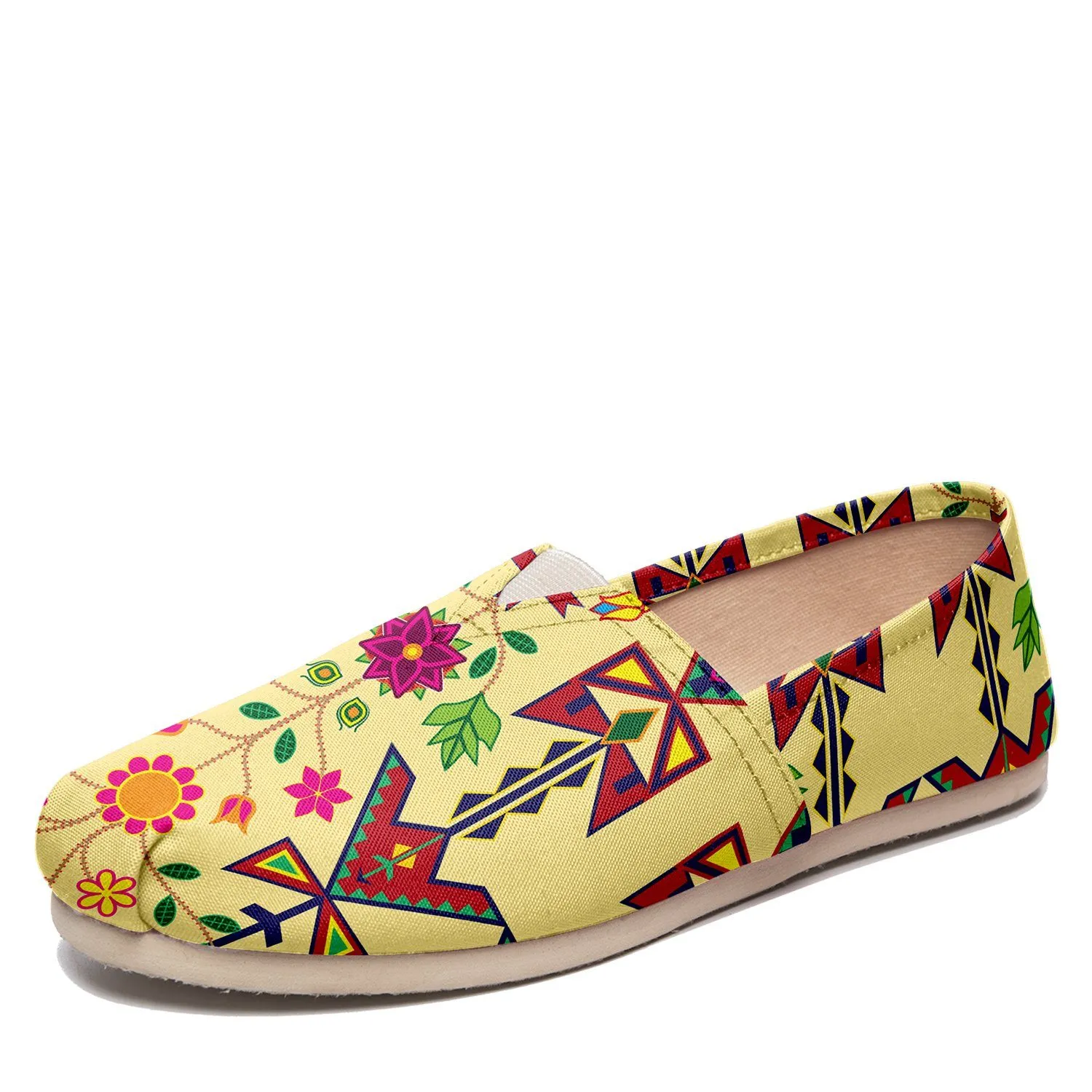 Geometric Floral Spring Vanilla Slip On