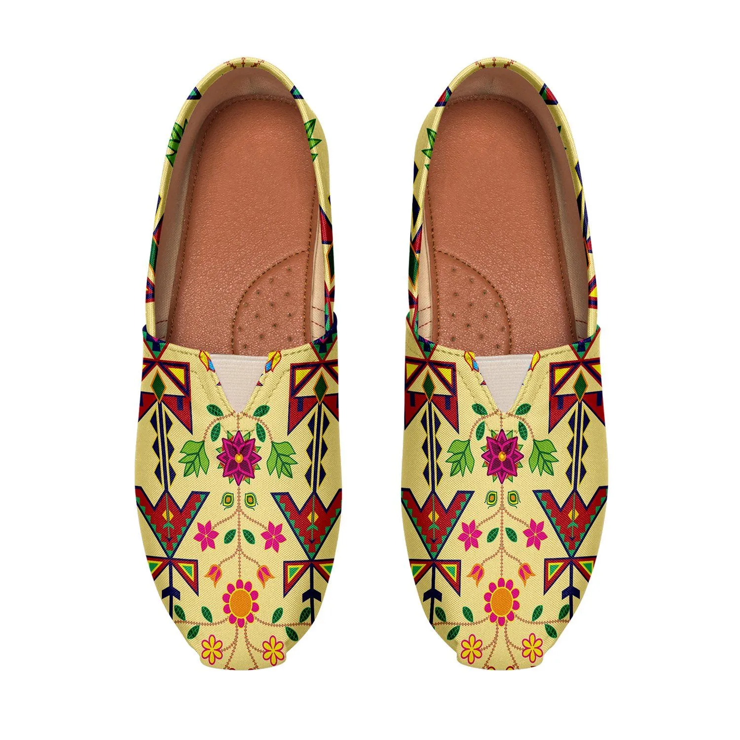 Geometric Floral Spring Vanilla Slip On