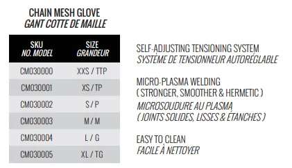 Glove Stainless Steel Mesh Cut Level 5 (Ambidextrous) Medium - CM30003 - Jomac