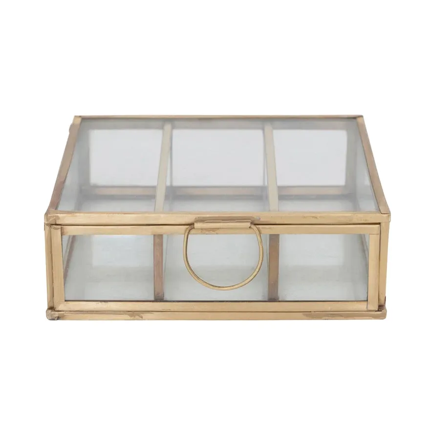 Gold Square Metal & Glass Box