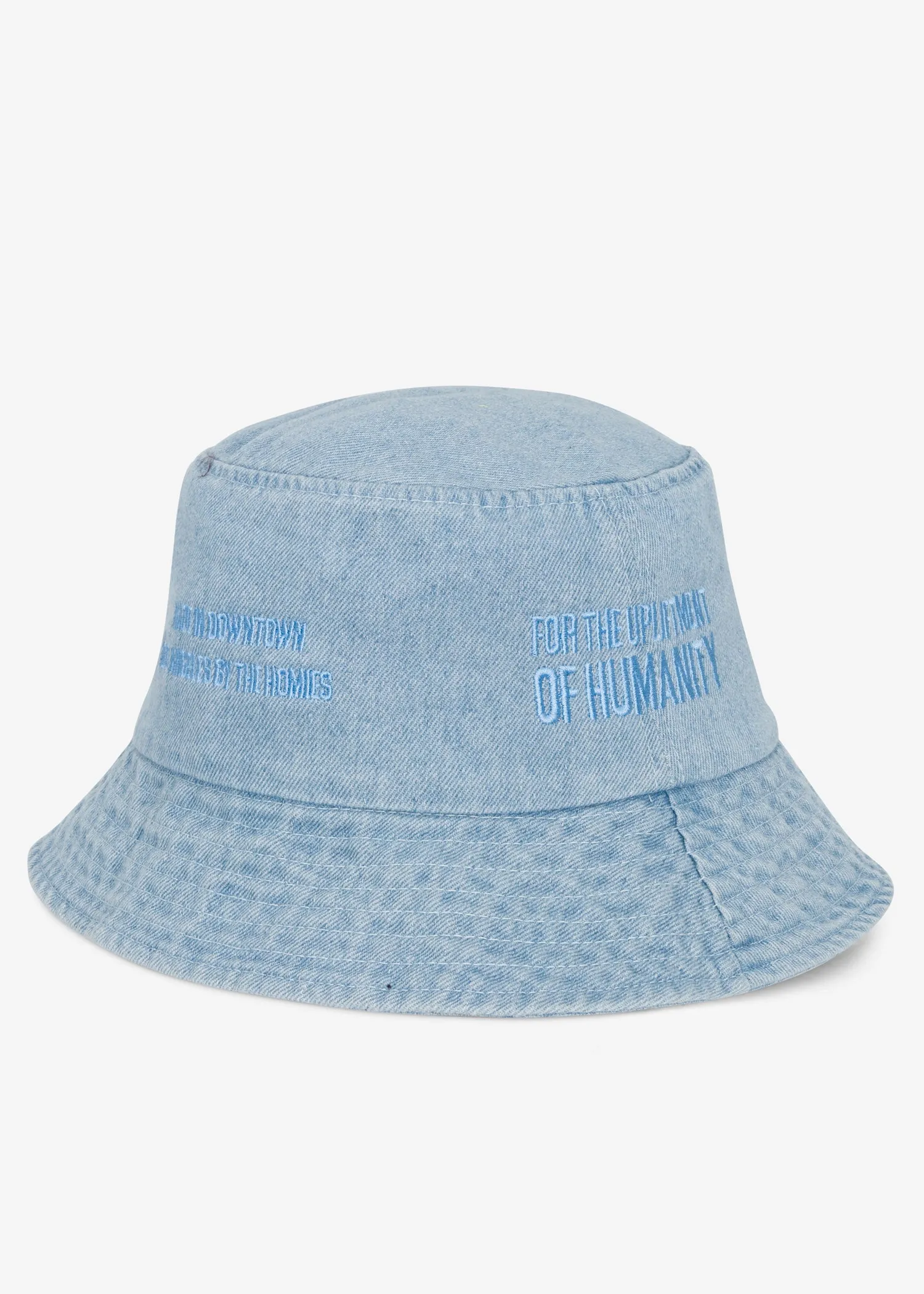 GRATITUDE DENIM BUCKET HAT LIGHT BLUE