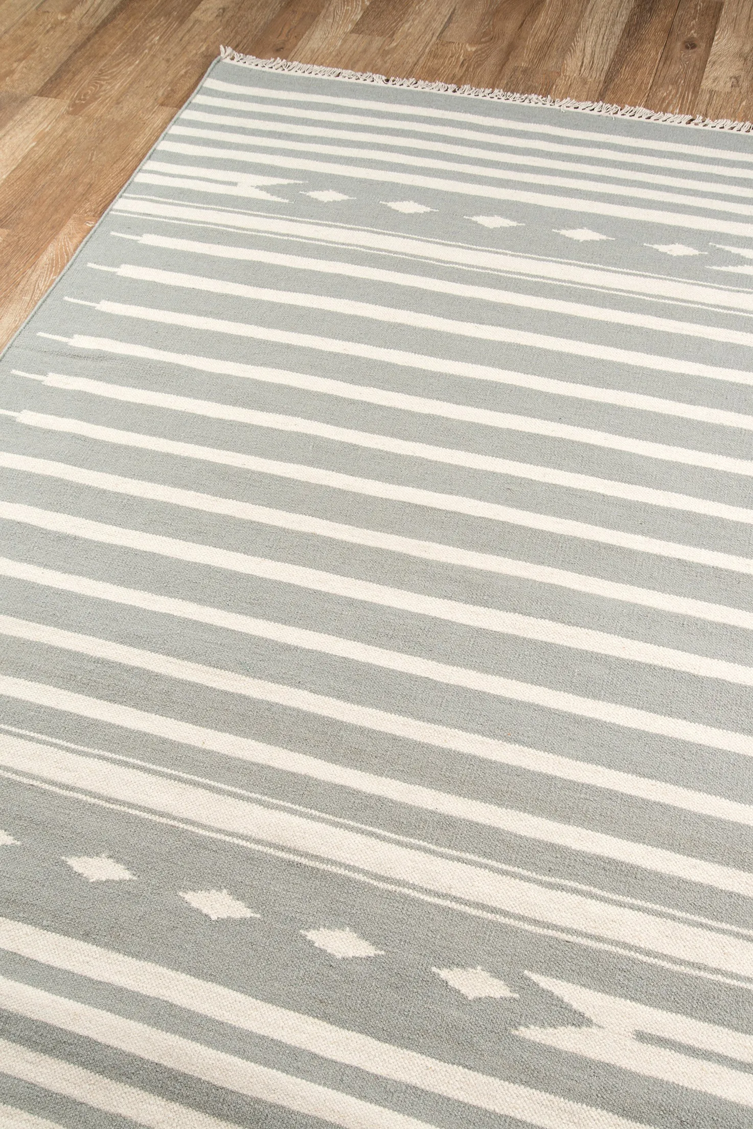 Gray and White Striped Southwest Flatweave Rug - Erin Gates - Thompson