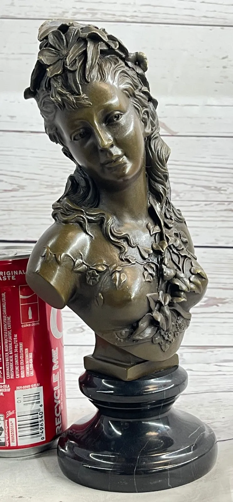 Grecian Goddess Elegant Classic Nude Female Portrait Bust Bronze Marble Statue