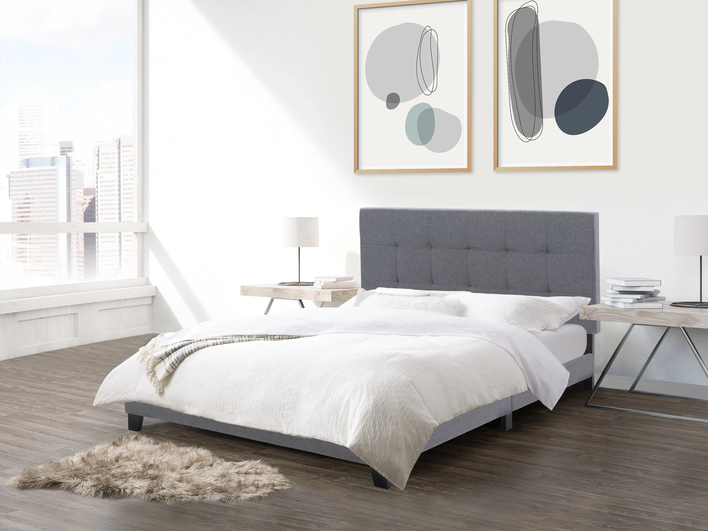 Grey Double/Full Panel Bed