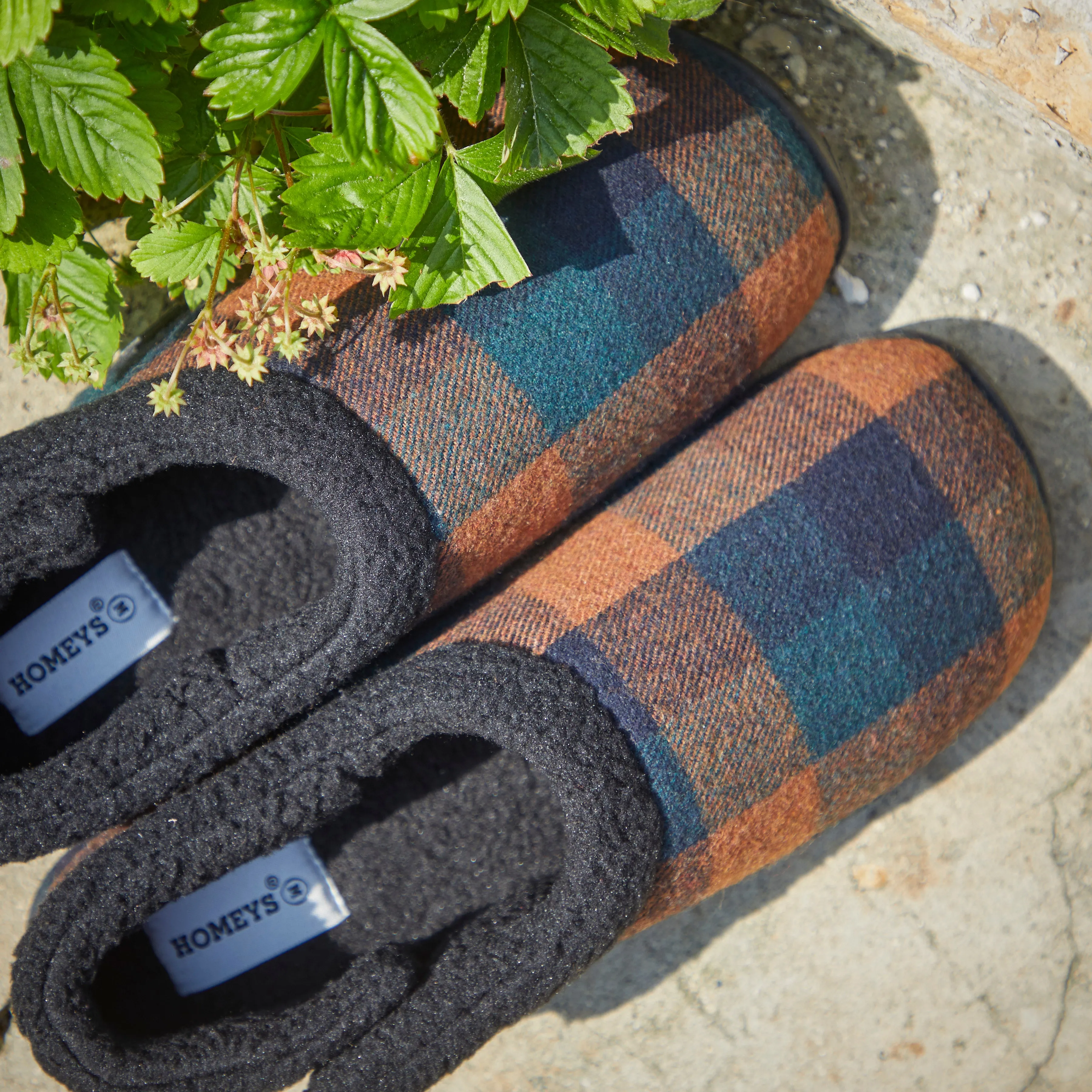 Harry - Navy Rust Check Men's Slippers