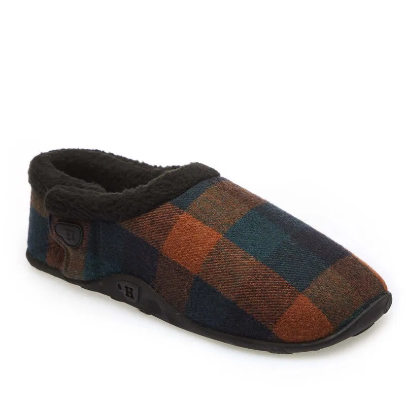 Harry - Navy Rust Check Men's Slippers