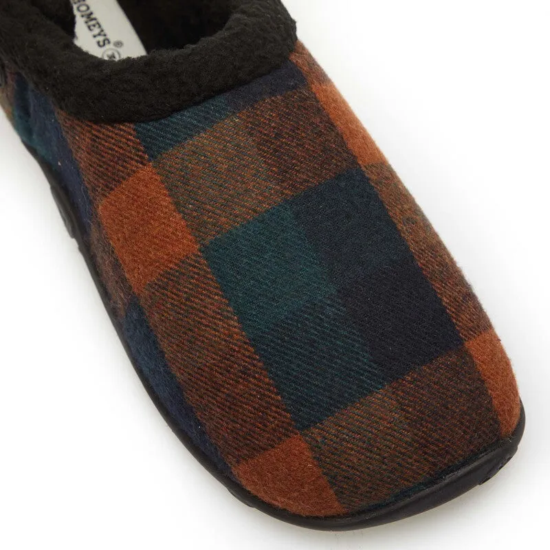 Harry - Navy Rust Check Men's Slippers