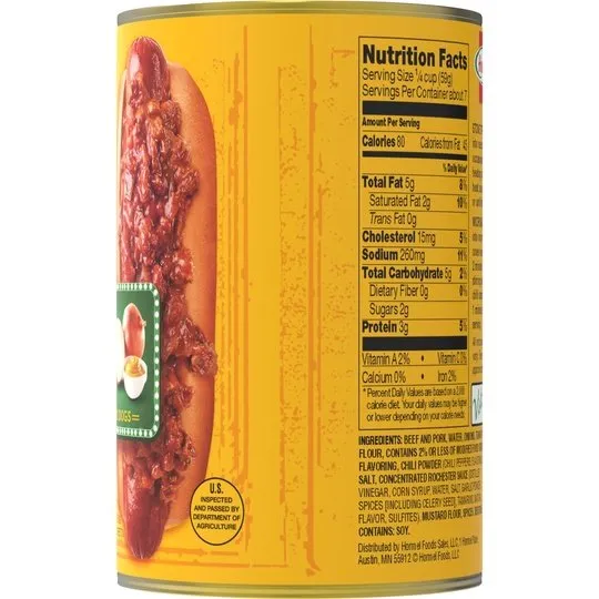 HORMEL Chili Coney Island Inspired No Bean, No Artificial Ingredients, 15 Oz