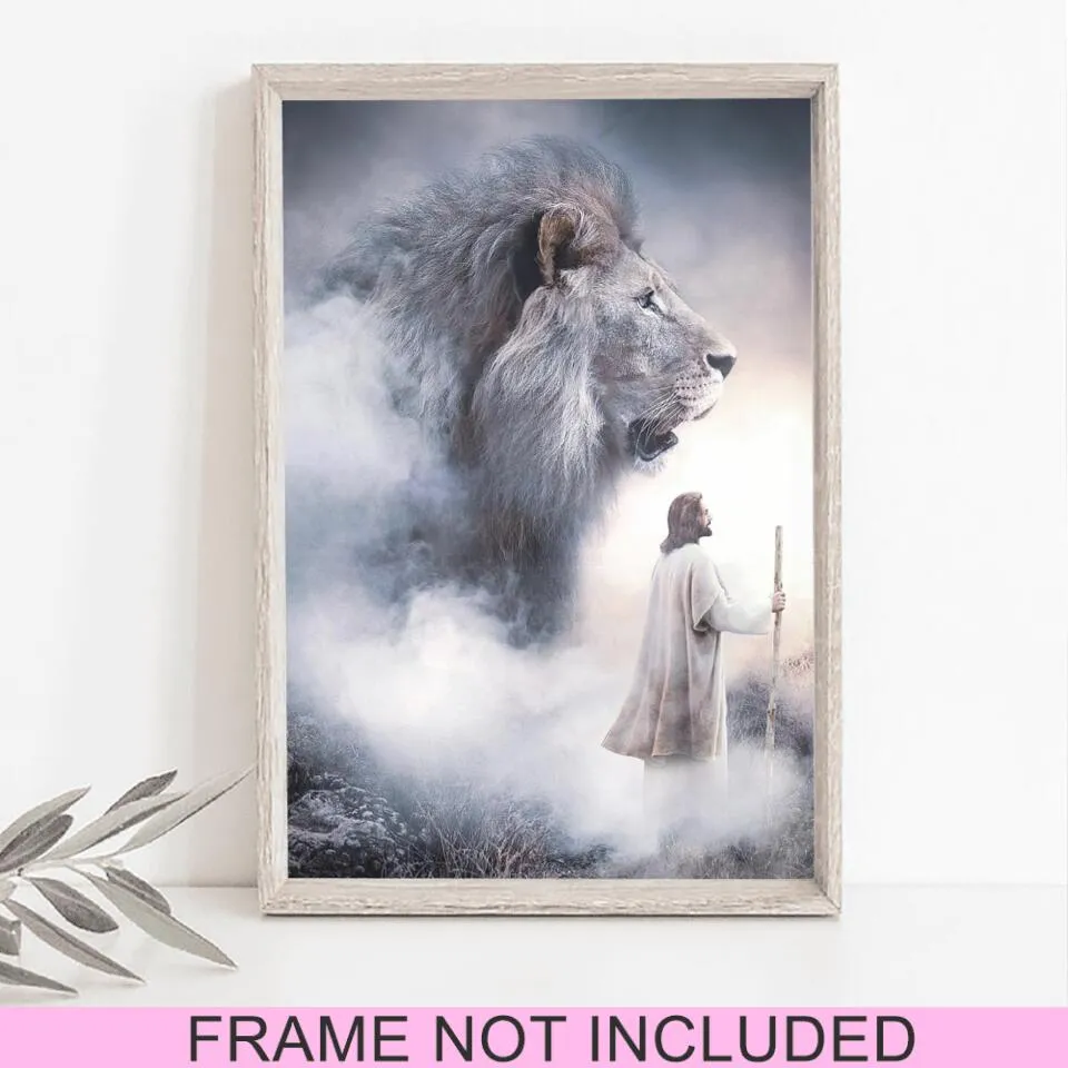 Jesus & Lion - Jesus Art Prints - Jesus Pictures - Jesus Wall Art - Christ Pictures - Christian Wall Art Prints - Best Prints For Home - Gift For Christian - Ciaocustom