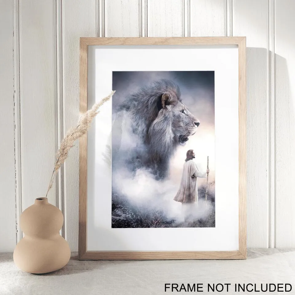 Jesus & Lion - Jesus Art Prints - Jesus Pictures - Jesus Wall Art - Christ Pictures - Christian Wall Art Prints - Best Prints For Home - Gift For Christian - Ciaocustom