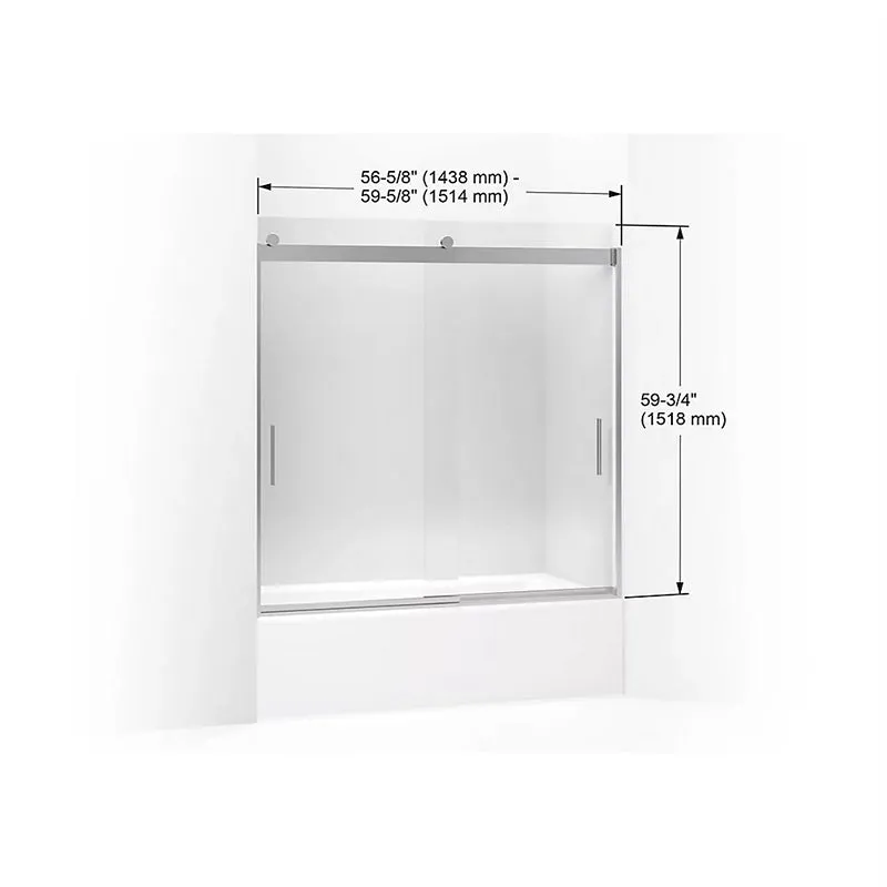 Levity 59.31" Clear Glass Sliding Bath Door in Matte Nickel