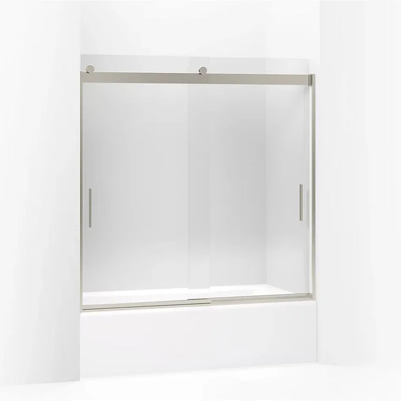 Levity 59.31" Clear Glass Sliding Bath Door in Matte Nickel