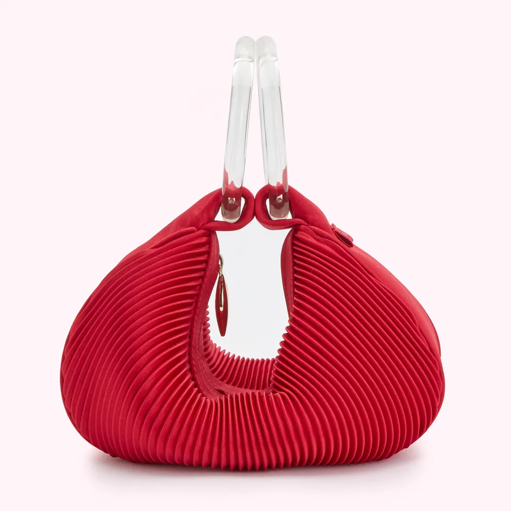 LULU RED SATIN SMALL CLEO HANDBAG